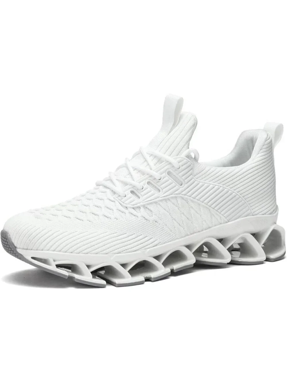 Men's White Comfort Non Slip Blade Tennis Athletic Trainer Slip on Sneaker Shoes